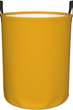 19.6" Large Laundry Hamper Bag, Mustard Yellow Collapsible Laundry Basket Dirty Clothes Organizer Washing Bin for Family Essentials Storage