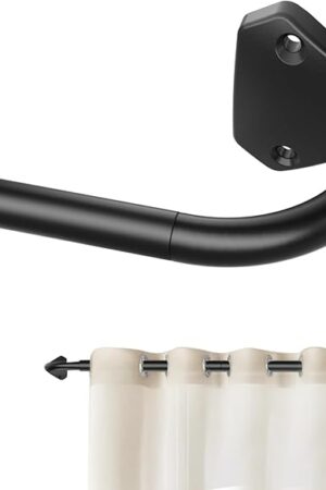 Black Curtain Rods for Windows 28 to 60 inch, 5/8 inch Adjustable Wrap Around Blackout Curtain Rods for Bedroom & Outdoor