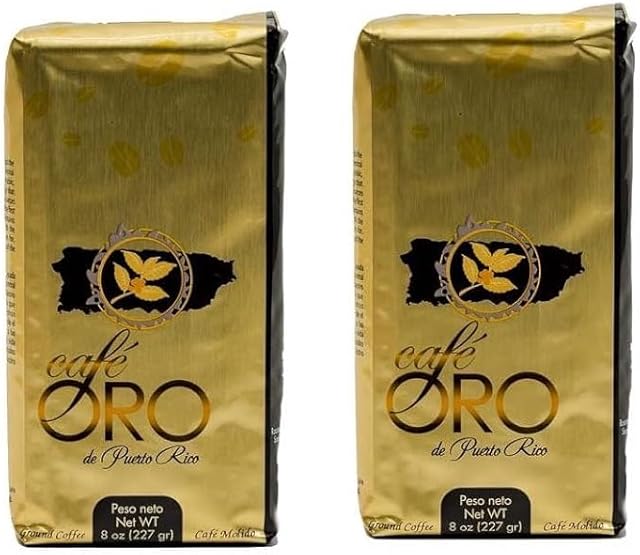Cafe Oro de Puerto Rico - Puerto Rican Ground Coffee - 8 oz Bag (Count of 2)
