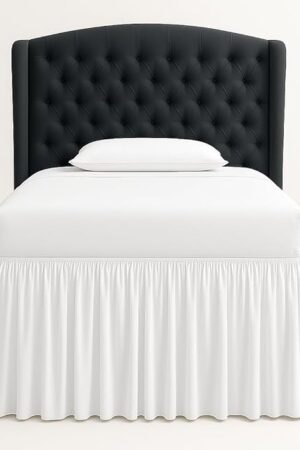 Cottingon Dorm Bed Skirt Twin XL 32" with Split Corners, 100% Microfiber Soft and Stylish, College Room Essential, Extra Long Dust Ruffle for Extended Beds, White