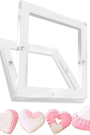 Acrylic Cookie Stencils Partner, 6"x6" Magnetic Cookie Stencil Frame Stencil Holder for Royal Icing Fondant Airbrushing, Magnetic Template Frame for Cooking Decorating Baking Tool