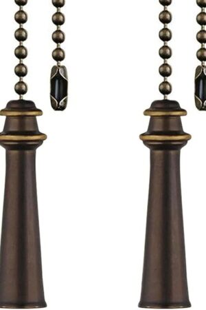 Ceiling Fan Pull Chain Decorative Extension 12 Inches Bronze Beach Tower Fan Pulls Set Ornaments Nautical Tower Pull Chain Copper For Ceiling Light Lamp Fan Chain 2 Pcs