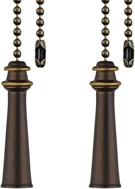 Ceiling Fan Pull Chain Decorative Extension 12 Inches Bronze Beach Tower Fan Pulls Set Ornaments Nautical Tower Pull Chain Copper For Ceiling Light Lamp Fan Chain 2 Pcs