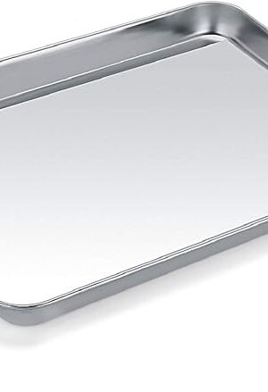Baking Sheet, Stainless Steel Cookie Sheet Baking Pan Tray for Toaster Oven Size 9 x 7 x 1 Inch, Non Toxic & Healthy, Mirror Finish & Easy Clean, Dishwasher Safe