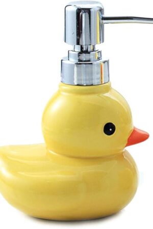123Arts Ceramic Duck Soap Dispenser with Pump Soap Bottle or Lotion Bottle, 9 oz