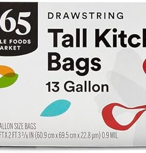 365 by Whole Foods Market, Flextra Strength Drawstring Tall Kitchen Trash Bags, 13 Gallon, 38 Count