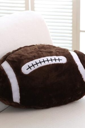 22" Rugby Plush Pillow - Fluffy Durable Stuffed Football Throw Pillow, Soft Sports Toy, Brown