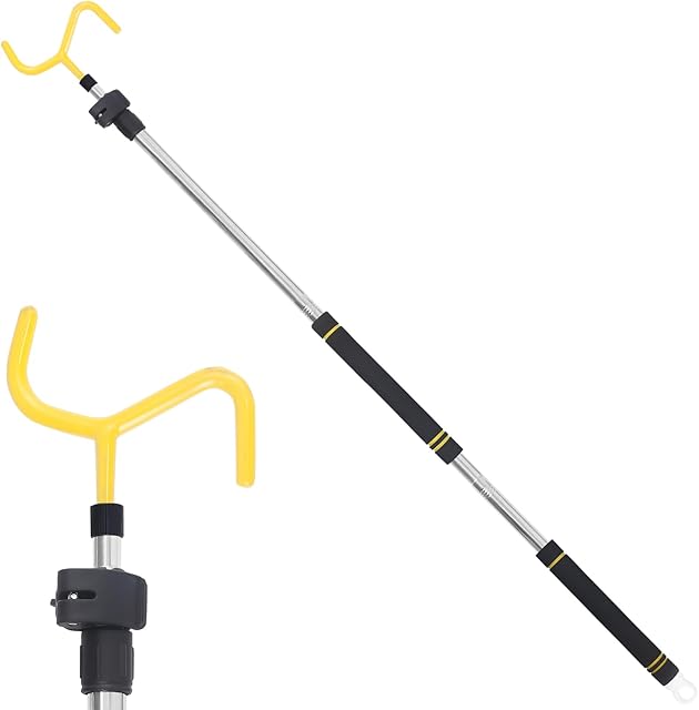 Curtain Pull Wand, Drapery Pull Rod for Curtains Adjustable 3-7.7 Feet Telescopic Extra Long Made of Stainless Steel Material Sponge Handle
