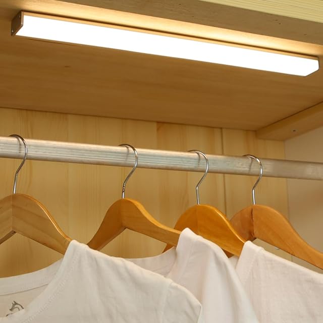 Battery Powered Operated Closet Lights Motion Sensored Activated Rechargeable Under Counter Cabinet Lighting Wireless Indoor Magnetic Lights for Closets,Kitchen,Hallway,Wardrobe,Stairs,Pantry