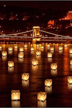 20 PCS Biodegradable 5.9-Inch Floating Water Candle Chinese Paper Lanterns for Wishing Praying Blessing Wedding Festival Event Party Patio Memorial Pool Side Decoration (20 Pack)