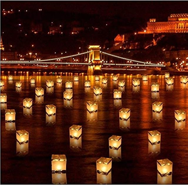 20 PCS Biodegradable 5.9-Inch Floating Water Candle Chinese Paper Lanterns for Wishing Praying Blessing Wedding Festival Event Party Patio Memorial Pool Side Decoration (20 Pack)