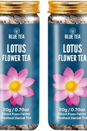 BLUE TEA - Pink Lotus Flower Tea - 1.40 Oz - 20 Cups | SUPER ANTIOXIDANT | Refreshing - Herbal Tea - Caffeine Free - Flower Based - Detox - Non Bitter - Non-GMO | Pet Jar Packaging