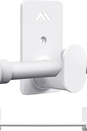 Curtain Rods No Drilling for Windows 30 to 45 Inches,5/8 Inch Diameter No Drill Curtain Rod Set Modern Finial 3M Adhesive Brackets, White