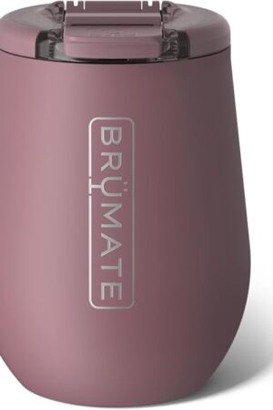 BrüMate Uncork'd 100% Leak-Proof 14oz Insulated Wine Tumbler with Lid - Vacuum Insulated Stainless Steel Wine Glass - Perfect For Travel & Outdoors (Rose Taupe)