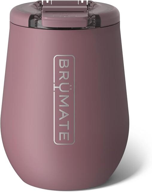 BrüMate Uncork'd 100% Leak-Proof 14oz Insulated Wine Tumbler with Lid - Vacuum Insulated Stainless Steel Wine Glass - Perfect For Travel & Outdoors (Rose Taupe)