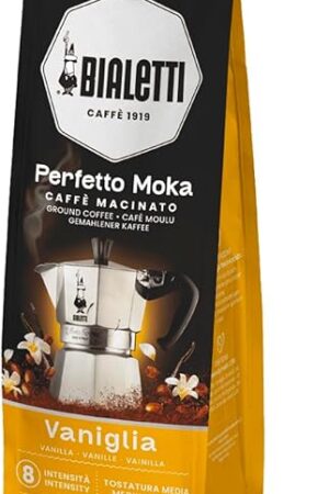 Bialetti - Perfetto Moka Vaniglia: Medium Roasting Ground Coffee, Vanilla Aroma, 8.8 Oz - 250g, Bag with Flavour-Saving Valve