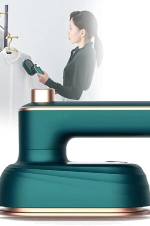 Clothes iron mini steam Portable Hanging Ironing Machine Folded Mini Steam Garment Steamer for Home Travel Business (Green)