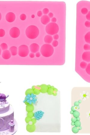 2 PCS 3D Pearl Fondant Mold Semi Sphere Ball Silicone Fondant Molds Hemispherical Shape Bubble Cake Decorating Chocolate Molds for Cake Decoration Candy Sugar Cupcake Topper Cake Pop Popsicle