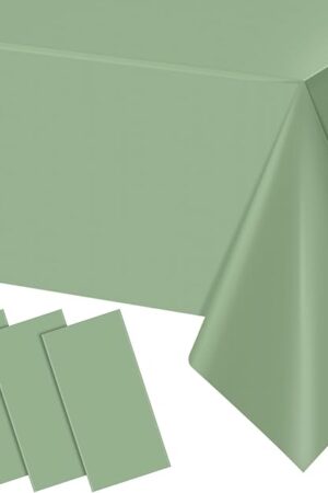 3Pack Sage Green Plastic Tablecloths for Rectangle Tables, Light Green Disposable Tablecloth, Waterproof Sage Green Table Cover for Birthday Bridal Wedding Baby Shower Party Decorations, 54 X 108Inch