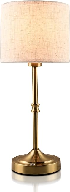 Cordless Table Lamp,5200mAh Rechargeable Battery Powered Table Lamps,3-Level Brightness Dimmable, Mid Century Lamp ,Bedside Night Lamp, Vintage Metal Lamp for Kitchen/Dinner/Patio/Restauran(Gold)