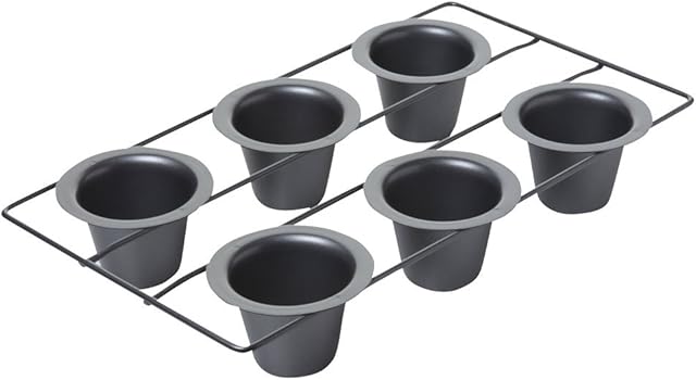 Chicago Metallic 6-Cup Popover Pan, Heavyweight Aluminized Steel with Nonstick Coating, Ideal for Yorkshire Pudding, Muffins, and Popovers