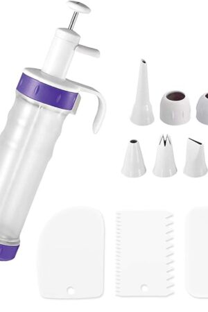 Dessert Decorating Syringe Set, Icing Dispenser Cupcake Filling Injector, 7 Icing Nozzles, 3 Cream Scrapers Frosting Making Dessert Cream Piping Syringe Nozzles Kits for Cake Cookies Decoration