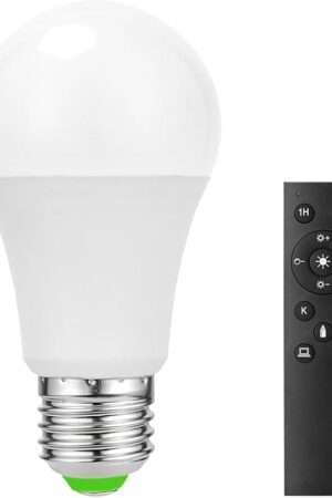 Ambimall 9W LED Light Bulbs with Remote Control, Stepless Dimmable 3000K-6000K,E26 Base