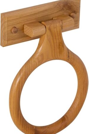 Design House Dalton Towel Ring, Wall-Mounted, Sturdy Solid Wood, Easy Installation, For Bathroom, Honey Oak, 9.375 in. L x 6.375 in. W x 2.0 in. D, 561191