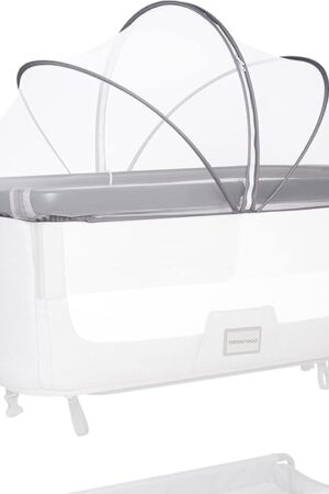 Beberoad Love Bassinet Mosquito Net Cover - Breathable Mesh Canopy with 2-Way Zipper for Baby Cribs, Bedside Sleepers & Travel Cribs (White)
