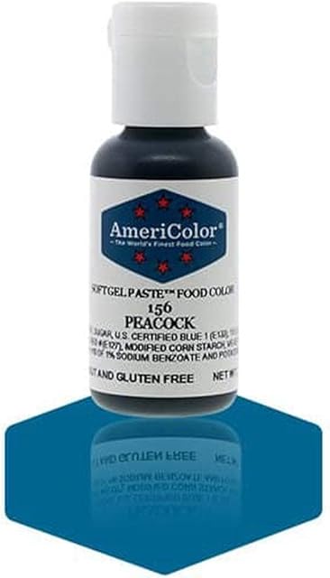 AmeriColor, Peacock, 0.75 Ounce Bottle, Soft Gel Paste Food Color
