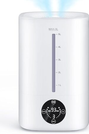 5L Humidifiers for Bedroom, 50H Runtime Humidifier for Large Room, Ultra-Quiet 28dB Cool Mist Air Humidifier for Home Baby Nursery & Plants, Auto Shut-off and BPA-Free for Safety, Easy to Clean