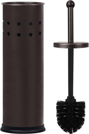 Blue Donuts Toilet Brush and Holder - Cleaning Bowl Cleaner, Stainless Steel, Oil Rubbed Bronze
