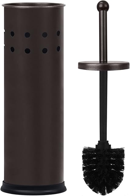 Blue Donuts Toilet Brush and Holder - Cleaning Bowl Cleaner, Stainless Steel, Oil Rubbed Bronze