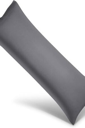 Body Cooling Pillowcase Long Pillow Case Breathable Cool Silky Soft Rayon Derived from Bamboo Fabric,Hair and Skin Friendly,Dark Grey,1 Pack,20x54IN