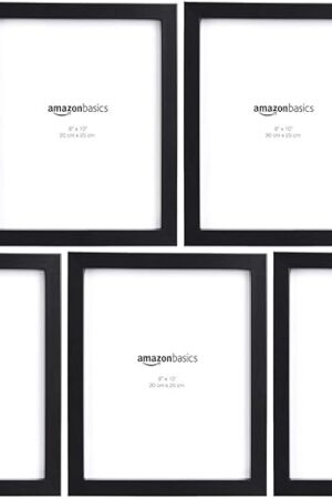 Amazon Basics Rectangular Photo Picture Frame, 8" x 10", Pack of 5, 11.22 x 9.21 inches, Black