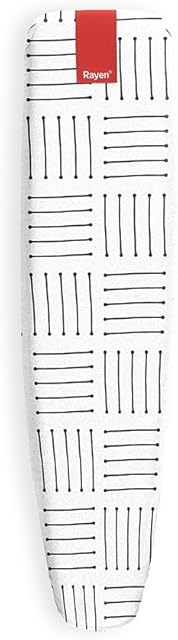 24.2? x 8.5 Sleeve Ironing Board Cover | Elastic | Universal | Foam | 100% Cotton, White with Black Stripes