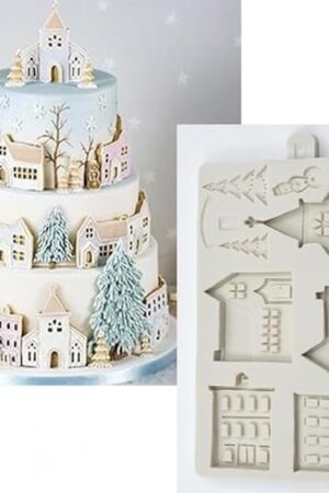 3D Xmas Christmas Tree House Silicone Mold For Fondant Cake Decor Chocolate Sugarcraft Gingerbread Baking Mould
