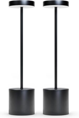 Cordless Table Lamps Set of 2 Black