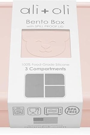 Ali+Oli Silicone Bento Box (Blush) Lunch Box for Kids, Toddlers, Preschoolers & Adults | BPA-Free and Spill-Proof | Ideal for School, and On-the-Go Meals| Perfect for Lunch, Snacks, and Meals
