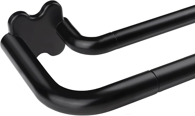 Black Double Curtain Rods, USFOOK Blackout Wrap Around Curtain Rods for Windows 32 to 58 Inch, 6/8 Inch Room Darkening Curtain Rod