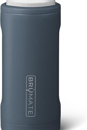 BrüMate Hopsulator Slim Can Cooler Insulated for 12oz Slim Cans | Skinny Can Insulated Stainless Steel Drink Holder for Hard Seltzer, Beer, Soda, and Energy Drinks (Nightfall Blue)
