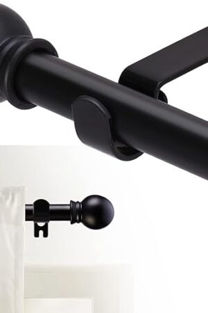 Curtain Rods for windows 32-48 inch, 5/8 inch Decorative Curtain Rod Set, Matte Black Splicing Heavy Duty Metal Curtain Rod with Brackets