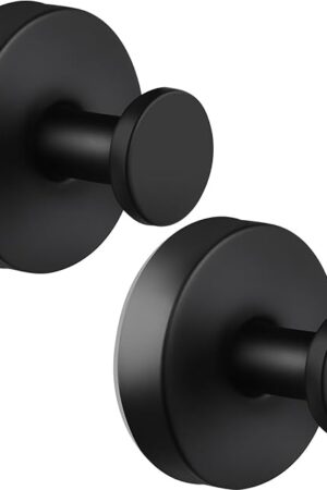 Vacuum Suction Cup Hooks, 2 Pack Stainless Steel Suction Hooks for Shower Bathroom Towel Hook Shower Hooks Holders Hanging Towels, Loofah, Robe, Coat(Black)