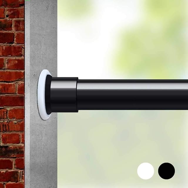 Room Divider Tension Curtain Rod For Windows 121 to 161 Inch,Extra Long Tension Rods Outdoor Curtain Rod, Adjustable Spring Window Tension Rod Pressure Extendable Curtain Rod,Black