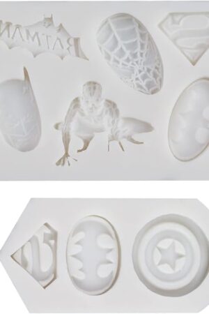 2 Pieces Superheros Themed Silicone Fondant Molds Cookie Fondant Molds Candy Chocolate Fondant Molds