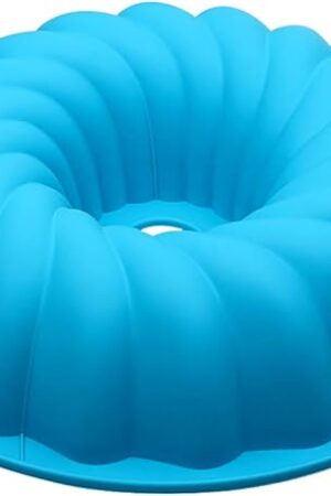 Alimat PluS Silicone Cake Pan 6 Cup, Round Fluted Cake Mold 9.8 Inch, Tube Cake Pan Silicone Baking Molds for Jello, Gelatin, Pound Cake