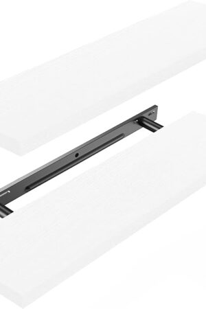 Amada HOMEFURNISHING Floating Shelves Large, 24 x 7 Inch Wall Shelves for Bathroom, Bedroom, Kitchen, Shelves for Wall Decor Set of 2, White - AMFS06