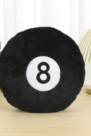 Billiard Pillow, 13.7" 8 Ball Pillow Plush Cushion, Fluffy Decorative Soft Creative Sport Stuffed Animal Toys Cuddle Gift Black