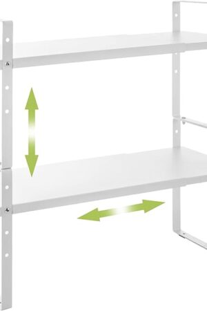 Cabinet Shelf Organizer Rack Storage Shelves Pantry Shelf Spice Rack White 2 Pack