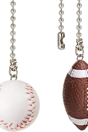 Ceiling Fan Chain Pulls Decorative Extension 12 Inches Baseball and Football Extender Ornaments Pendant Fan Pulls Set for Ceiling Light Lamp Fan Chain (Nickel)